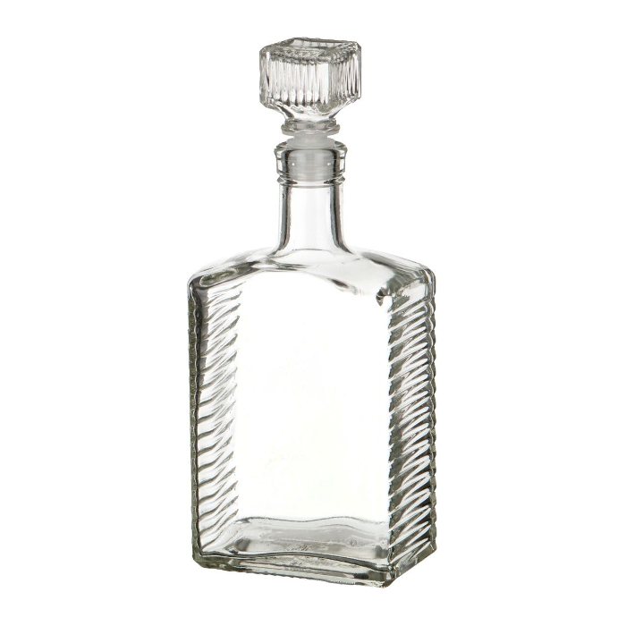 Бутылка (штоф) "Кристалл" стеклянная 0,5 литра с пробкой  в Перми